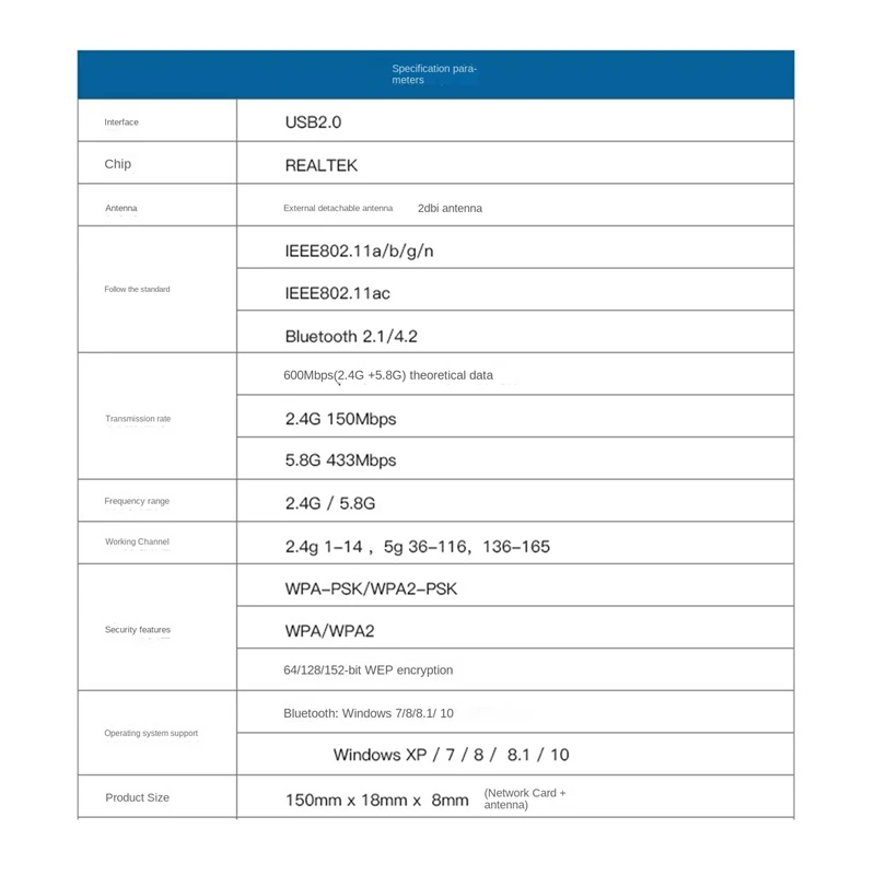 Wi-Fi Bluetooth-адаптер EDUP 600 Мбит/с два диапазона |