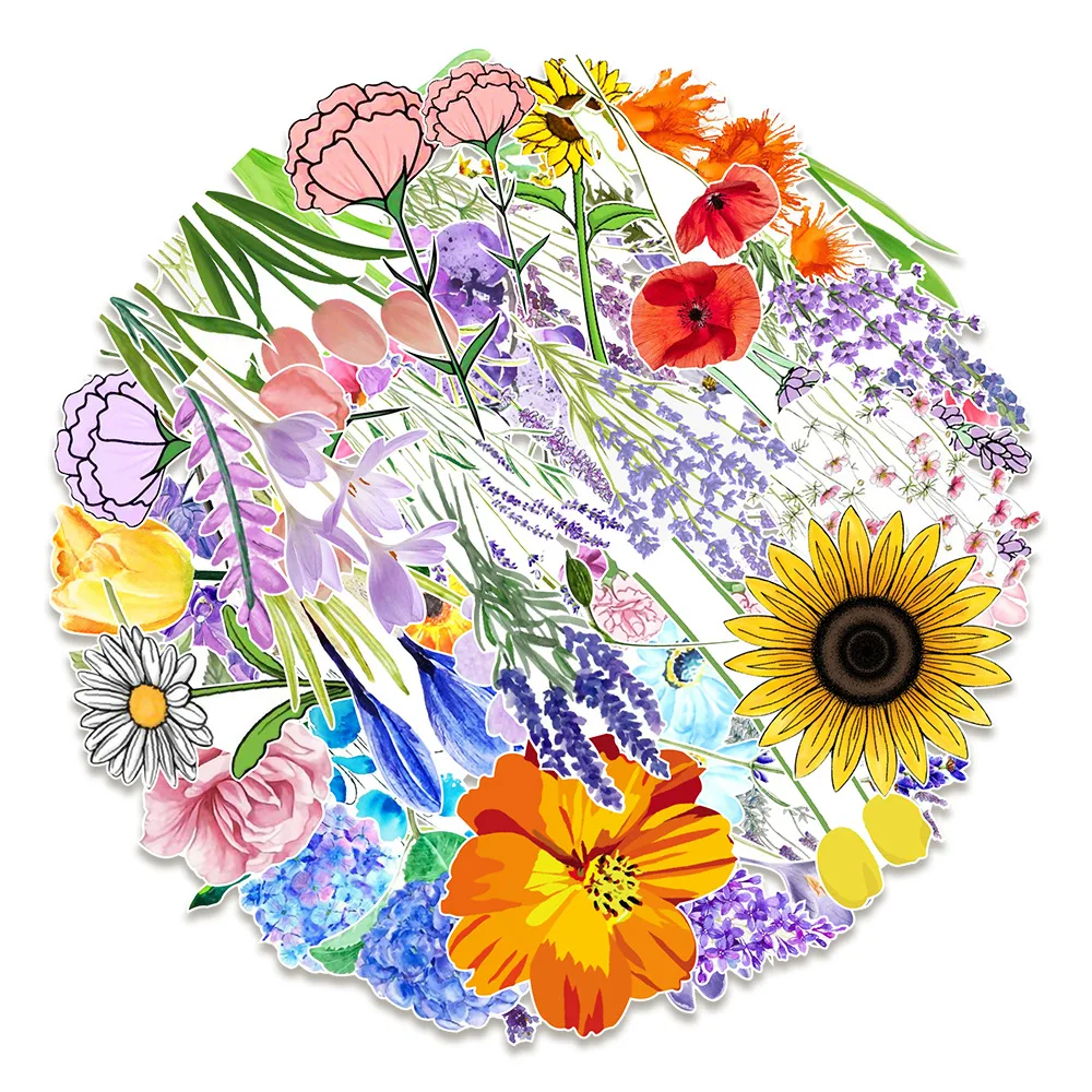 10/30/50 шт. наклейки с мультяшными растениями и цветами серия осенние листья