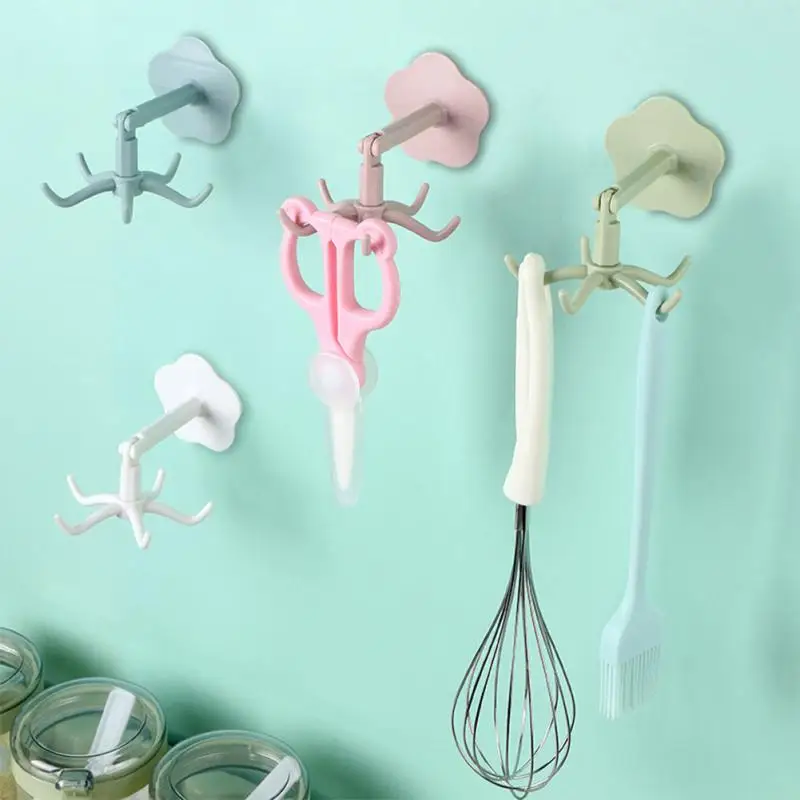 

Top Hanging Storage Hooks Kitchen Accessorizes Punch-free Small Object Hanger 360 ° Rotating Kitchen Organizer Towel Rack