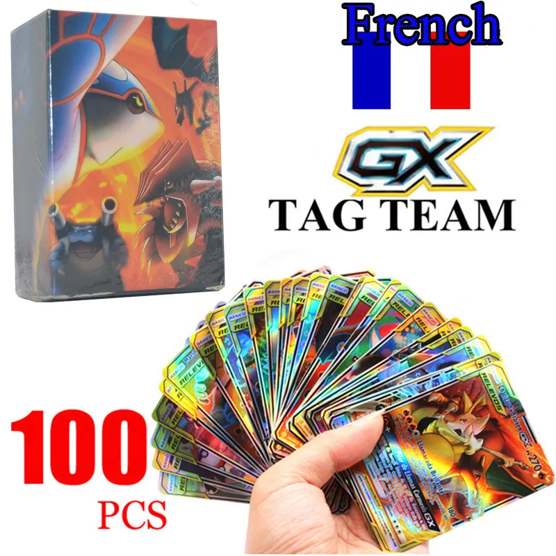 

Pokemon Cards Vstar Vmax GX TAG TEAM MEGA French Letter with Rainbow Arceus Shiny Charizard Kids Gift Cartas Pokemon Francaise