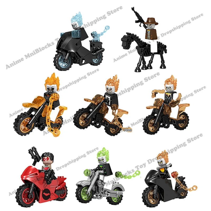 

LG1002 Disney Building Blocks Luminous Ghost Rider With Motorcycle marvel mini action toy Figures Children Toys birthday gifts
