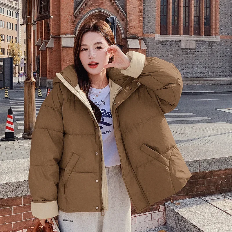 Женский пуховик с капюшоном Hangzhou Yilin Limited Company розовый в Корейском стиле придающий