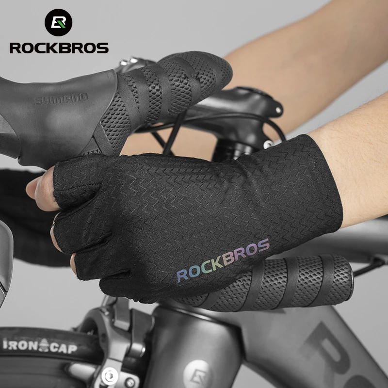 

ROCKBROS Ice Silk Cycling Gloves Half Finger Sun Protection MTB Road Bike Bicycle Gloves Men Women Fitness Running Sports Gloves