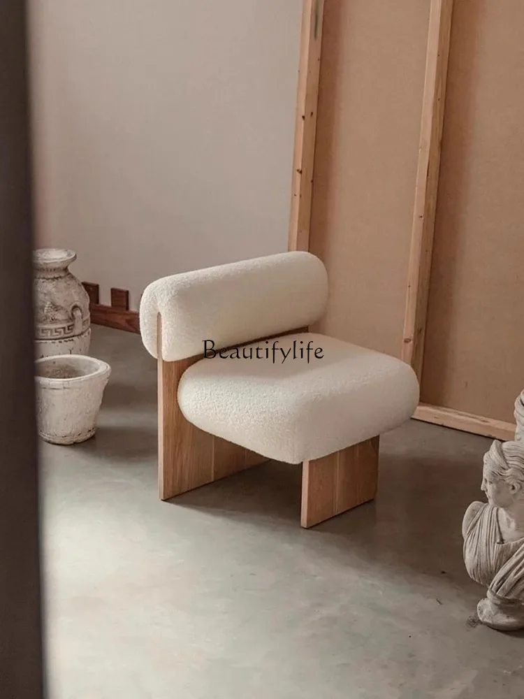 Стул Wabi Sansan из ягненка и флиса обеденный стул массива дерева в скандинавском