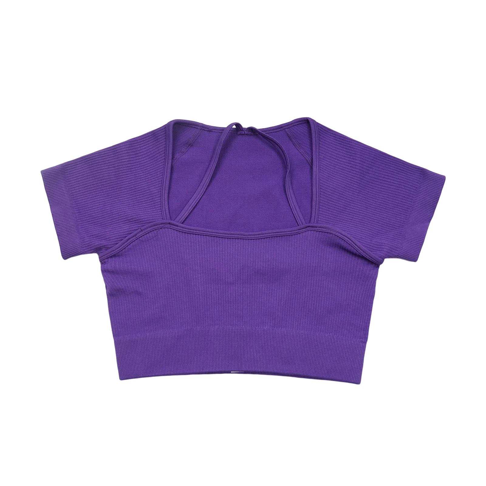 

2/3 High Waist Yoga Leggings Set Seamless Ribbed Crop Tank for Outdoor Fitness