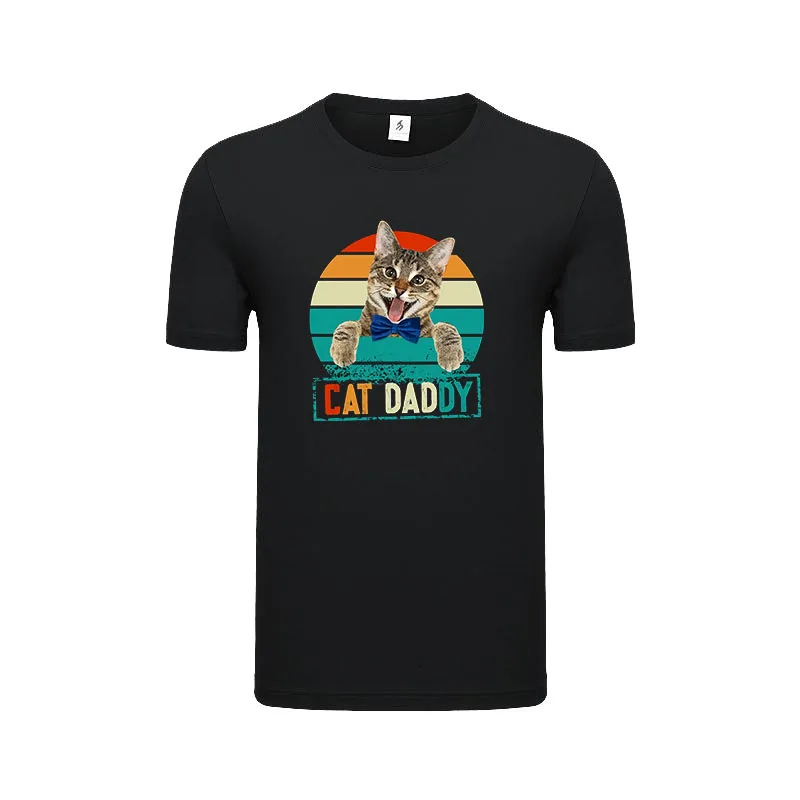 

Озорная кошка папа графический дизайн унисекс футболка для питомца кошки папы персонализированные топы из чистого хлопка дышащие футболки