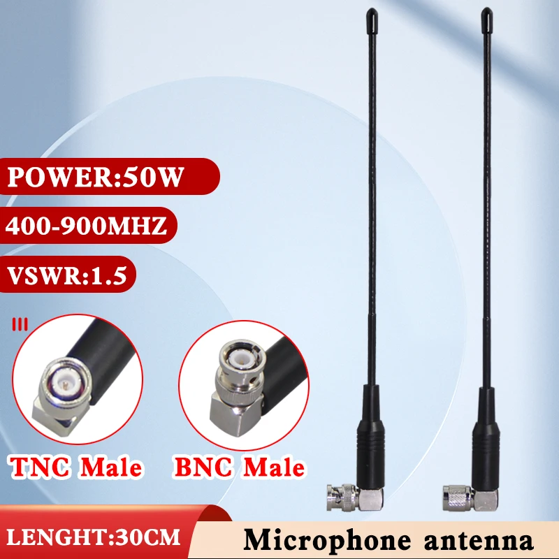 Фото Антенна для микрофона BNC/TNC UHF для беспроводных микрофонных систем Shure PGX24 SLX24 SLX4 PG58 SM 58 BETA58A, частота 400-900 МГц №1