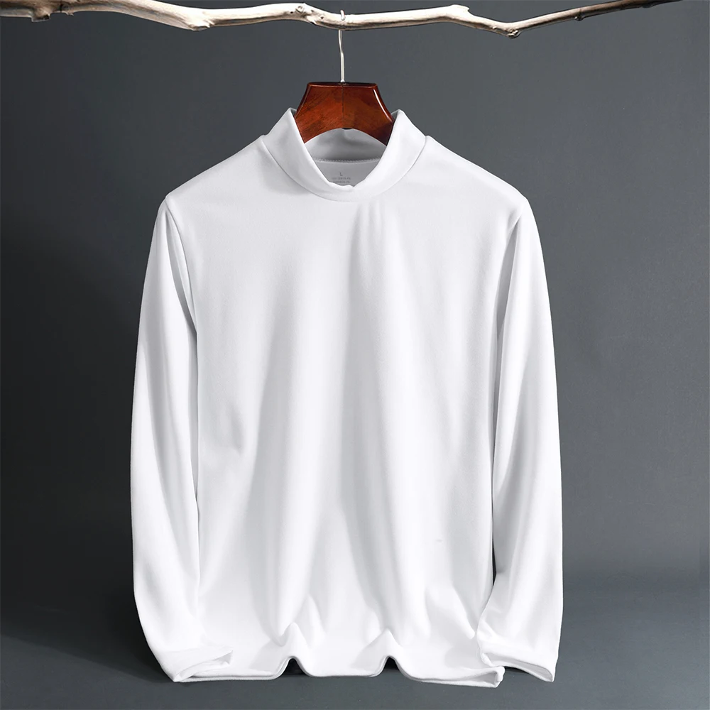 

Knitted Thermal Underwear Tops Mens Half Turtleneck Pullover Casual Long Sleeve Jumper Tops Autumn Winter Warm Slim T-Shirt A50