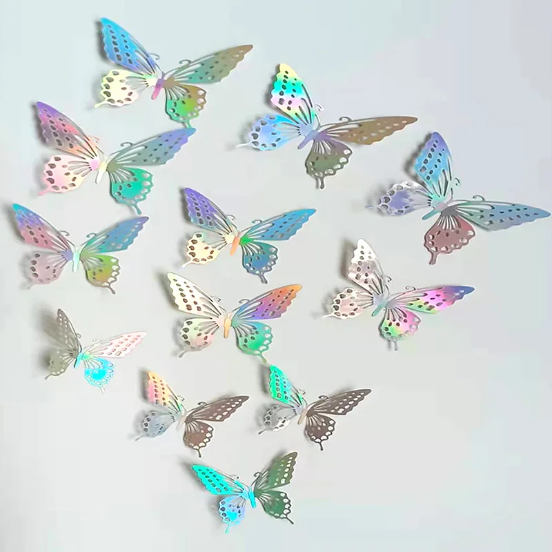 

12 шт., самоклеящиеся 3d-наклейки в виде бабочек