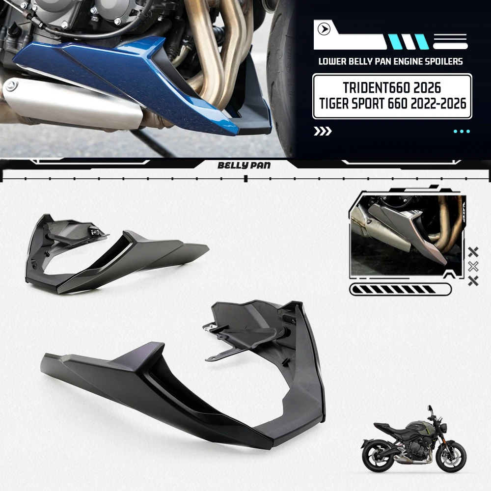 Фото Защитная накладка на днище двигателя (спойлер) для Tiger Sport 660 2022-2026, Trident 660 2026, защита рамы №1