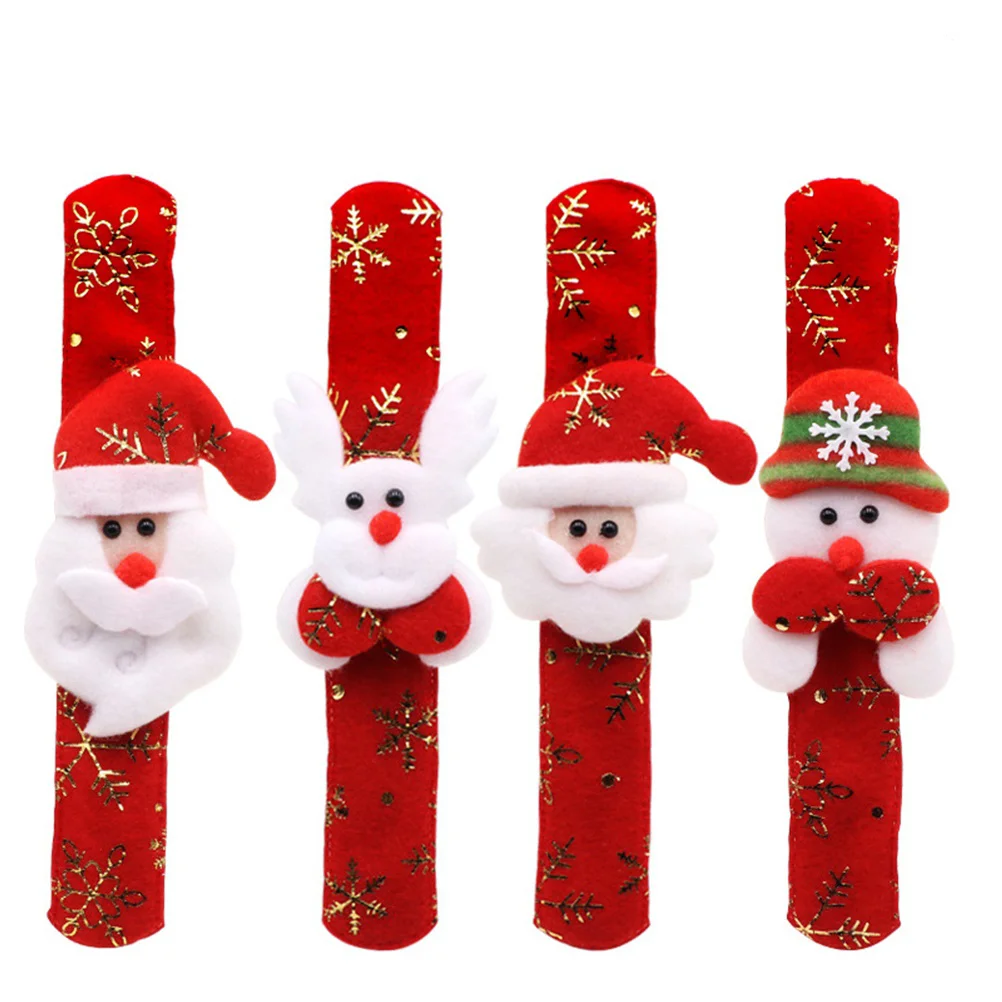 

Christmas Slap Bracelets Christmas Slap Bands Xmas Slap Wristbands Stamping Slap Bands with Snowflakes Santa Claus Snowman Elk