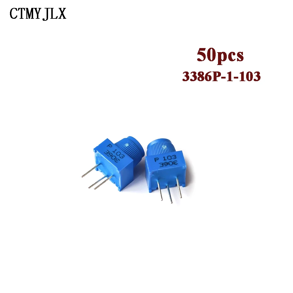 

Потенциометр для тримпота 3386P-1-103, 100K, 1K, 2K, 10K, 20K, 50K Ом, одноповоротная макетная плата, триммер, резистор потенциометра с ручкой, 50 шт.