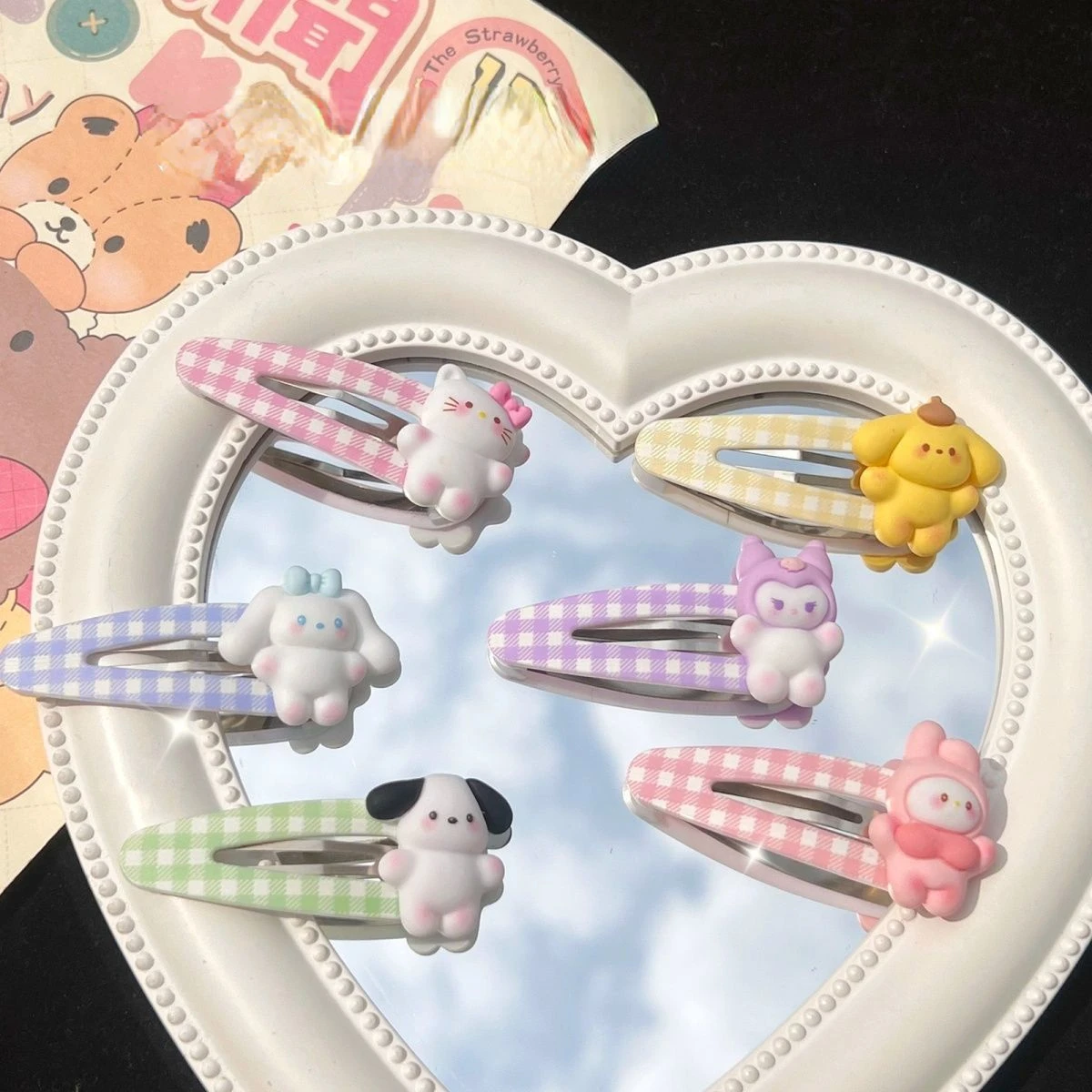 

Sanrio cute Q cute blush series bb clip cartoon mymelody Cinnamoroll Kuromi hair clip soft girl girl heart hair accessories
