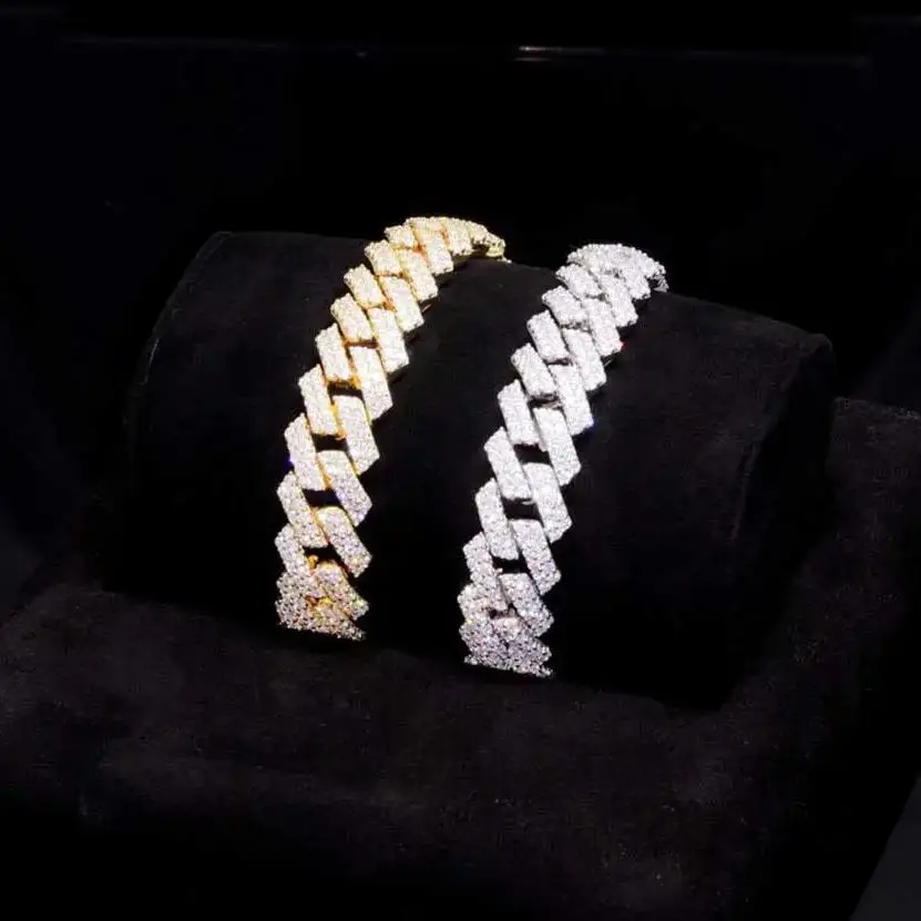 Браслеты из кубинской цепи в стиле хип-хоп с блестящими звеньями диаметром 14 мм