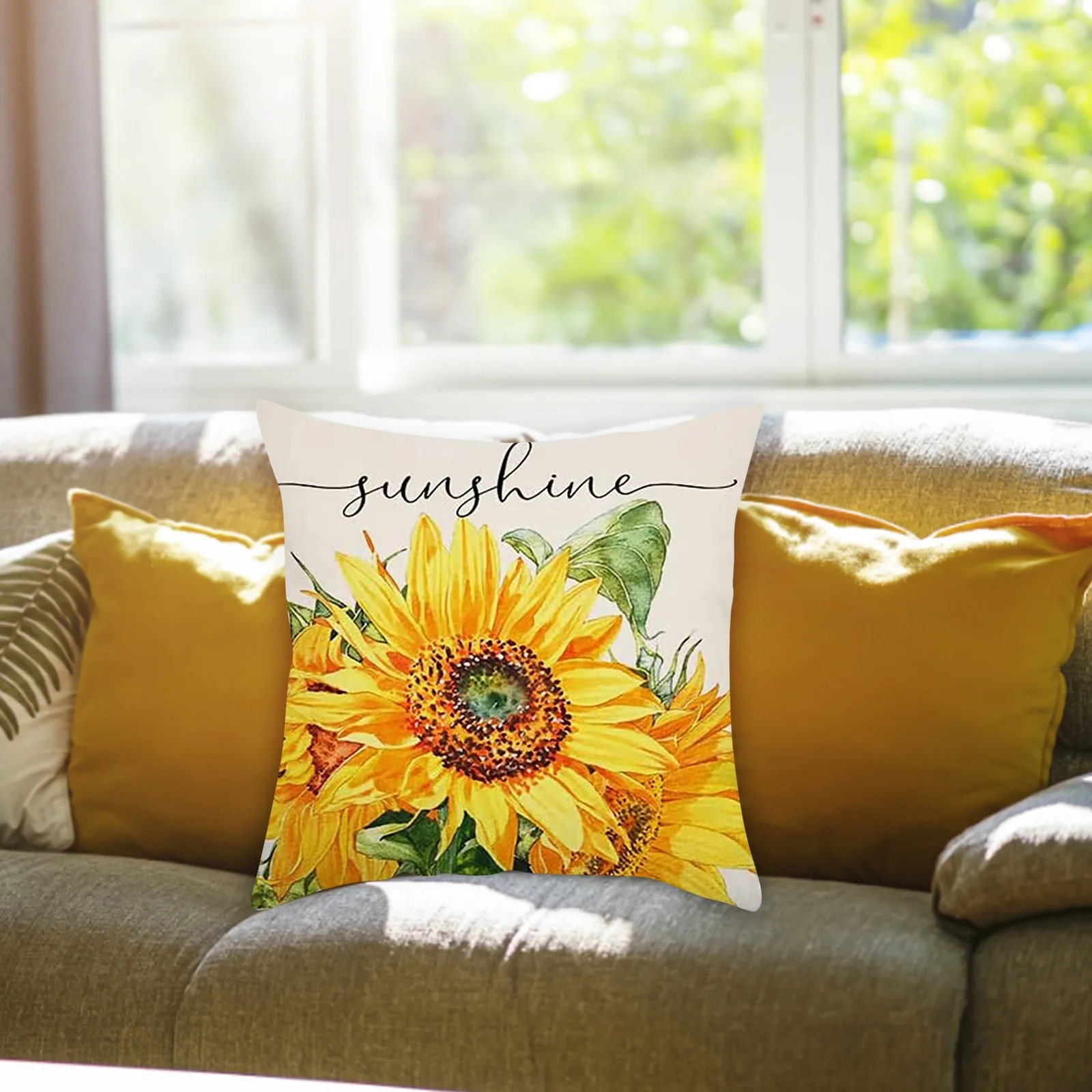 

Pillows Summer Sunflower Home Sofa Cover Decorative Cushion Pillowcase Throw Pillow with Included