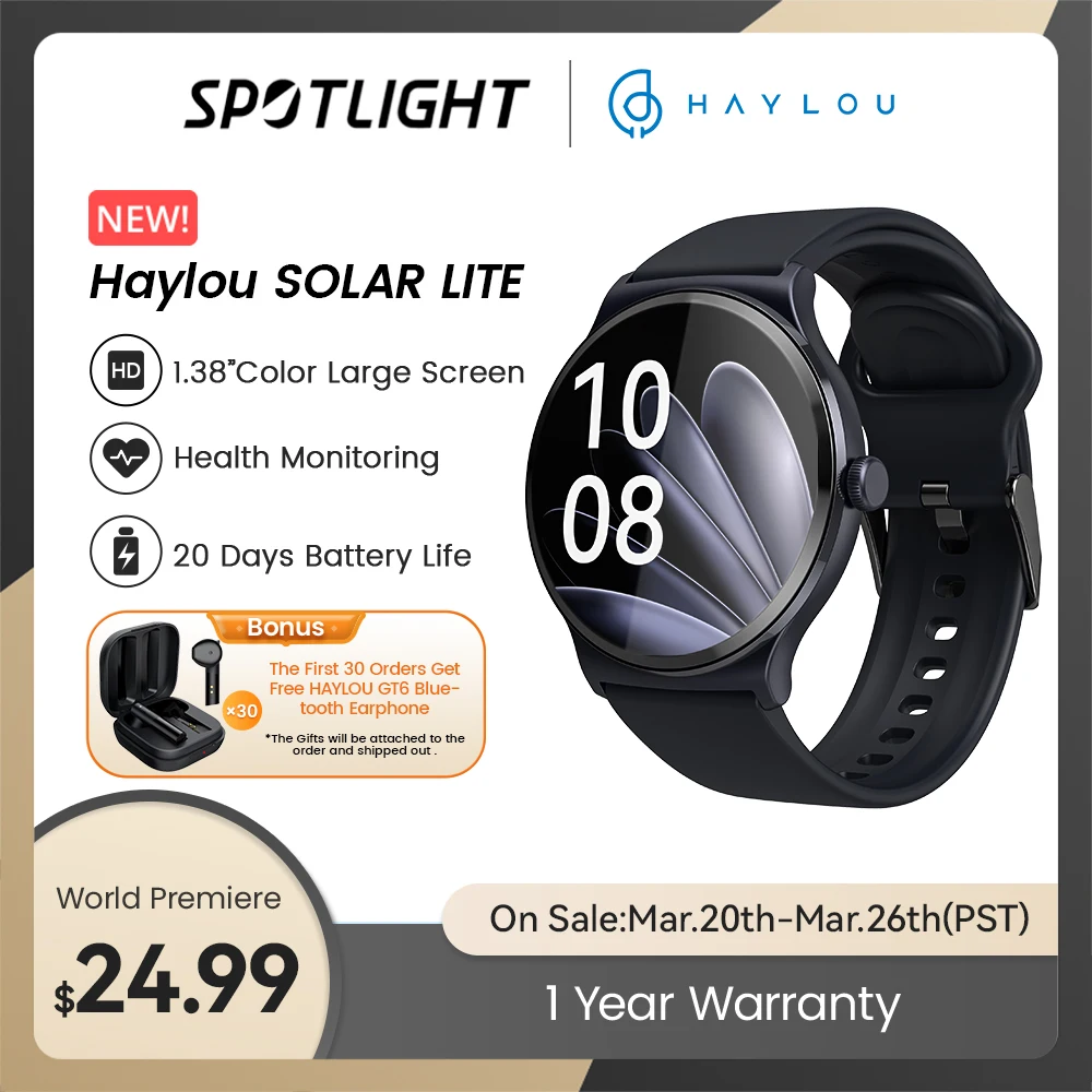 Смарт-часы Haylou Solar Lite, дисплей 1,38 дюйма, Bluetooth 5,3, 100, С Пульсометром - купить по выгодной цене - 200 лучших товаров с Али