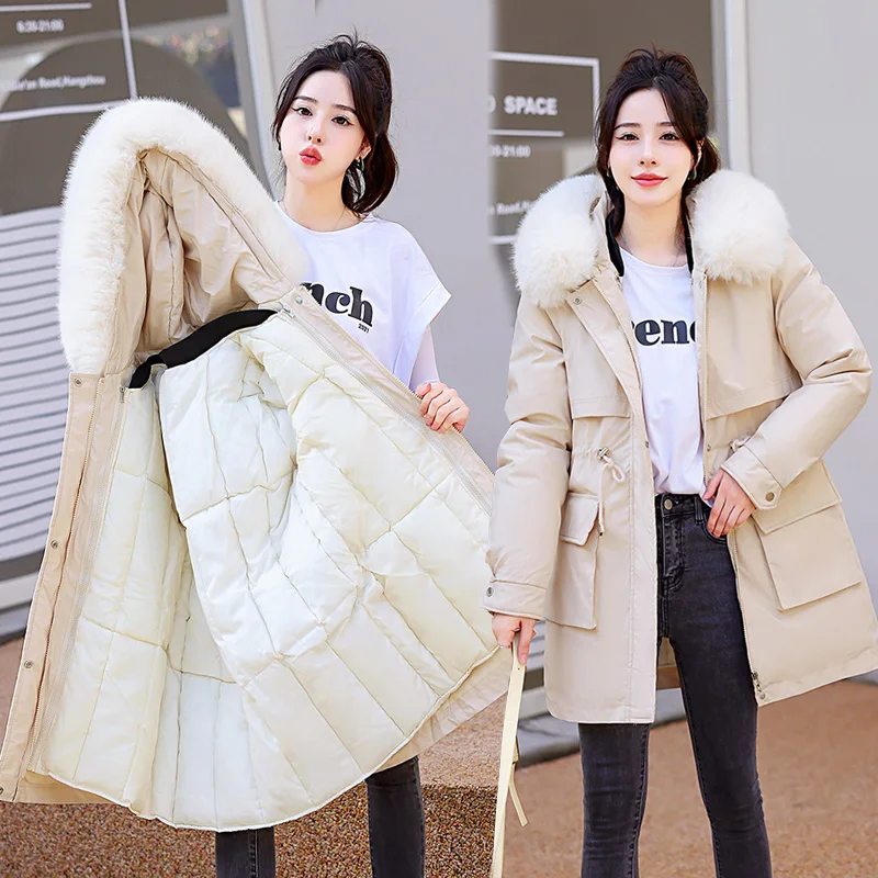 2022 New Winter Jacket Women's Parkas Thick Warm Parka Female Hooded Padded Coat Distachable Outwear