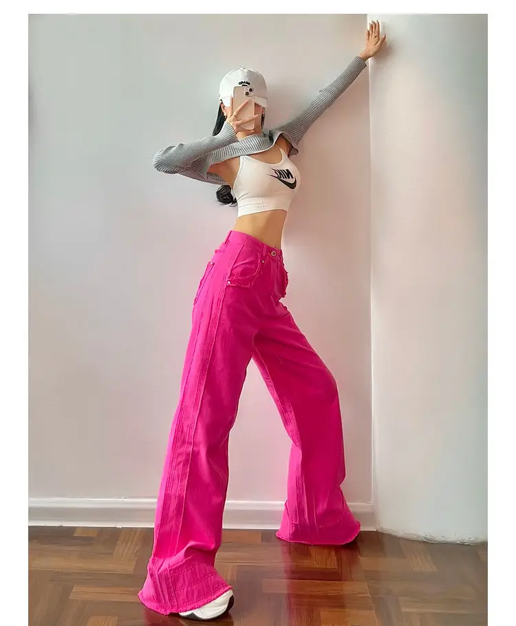 

Fashion Jeans Women Denim Spring Harajuku Straight Trousers Streetwear Loose Chic Hot Sale Trousers Mom Denim Pants