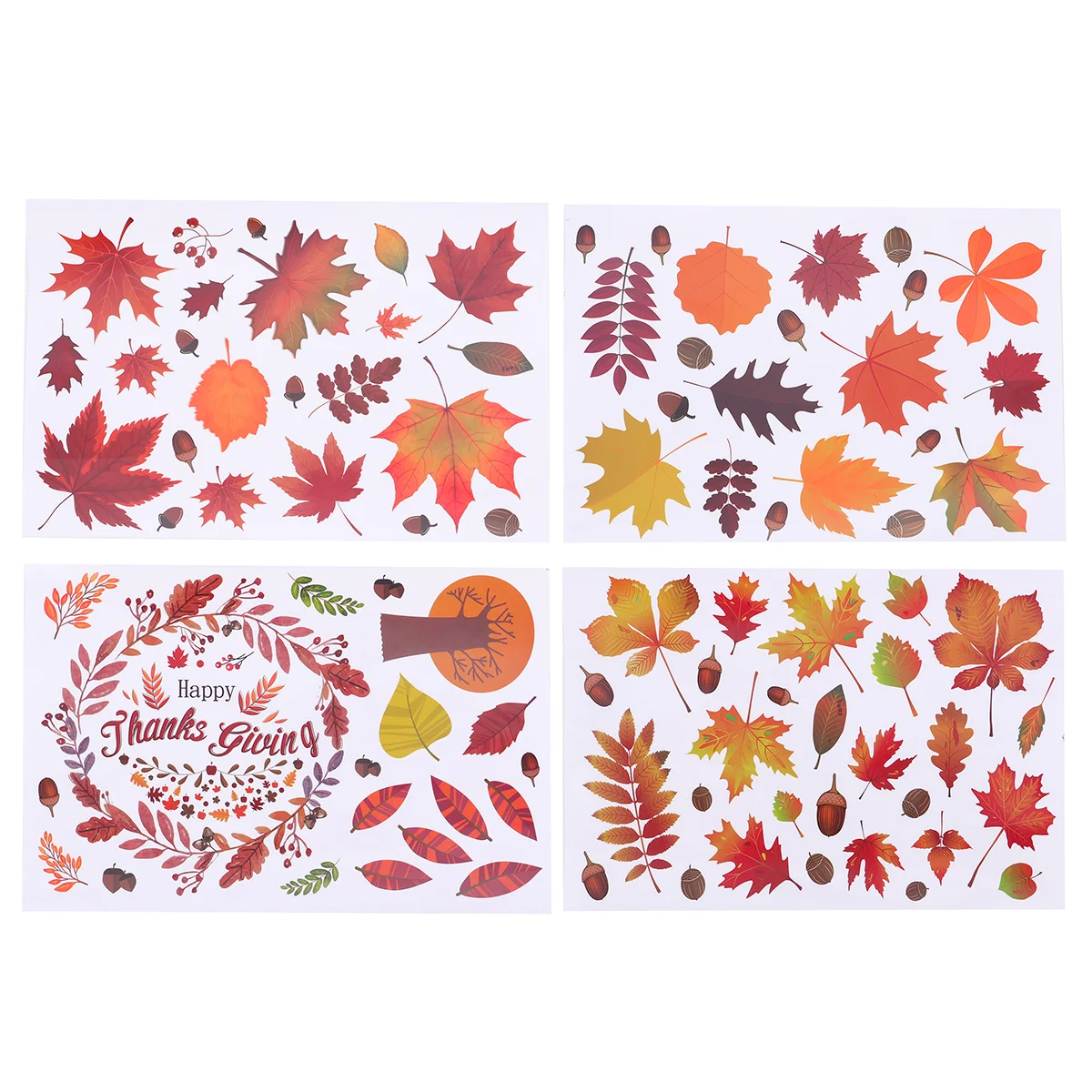 

4 Sheets Removable Wall Decals Fall Autumn Window Cling Thanksgiving Day Sticker Thanksgiving Wall Sticker