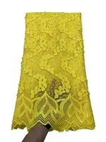 top quality luxury handmade beads yellow lace fabric 2022 african with sequins french embroidery lace fabric for party dress