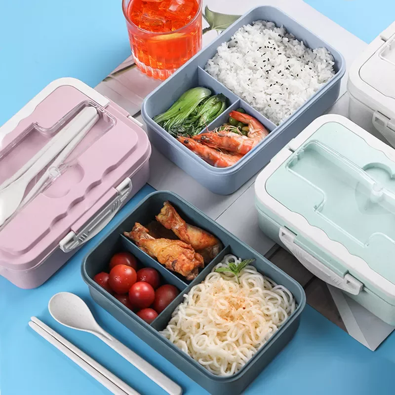 

New in Box, 3 Compartment Sealed Bento Box and Cutlery Set Lunch Boxes for Kid Adult, Suitable for Microwave and Dishwasher