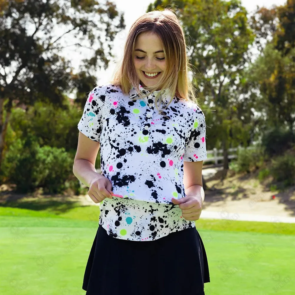 Men's Golf Polo Shirts Fashion Lapel Tie Dye Summer Short Sleeves Gym Workout Sports Casual Top T-Shirt Badminton Clothes