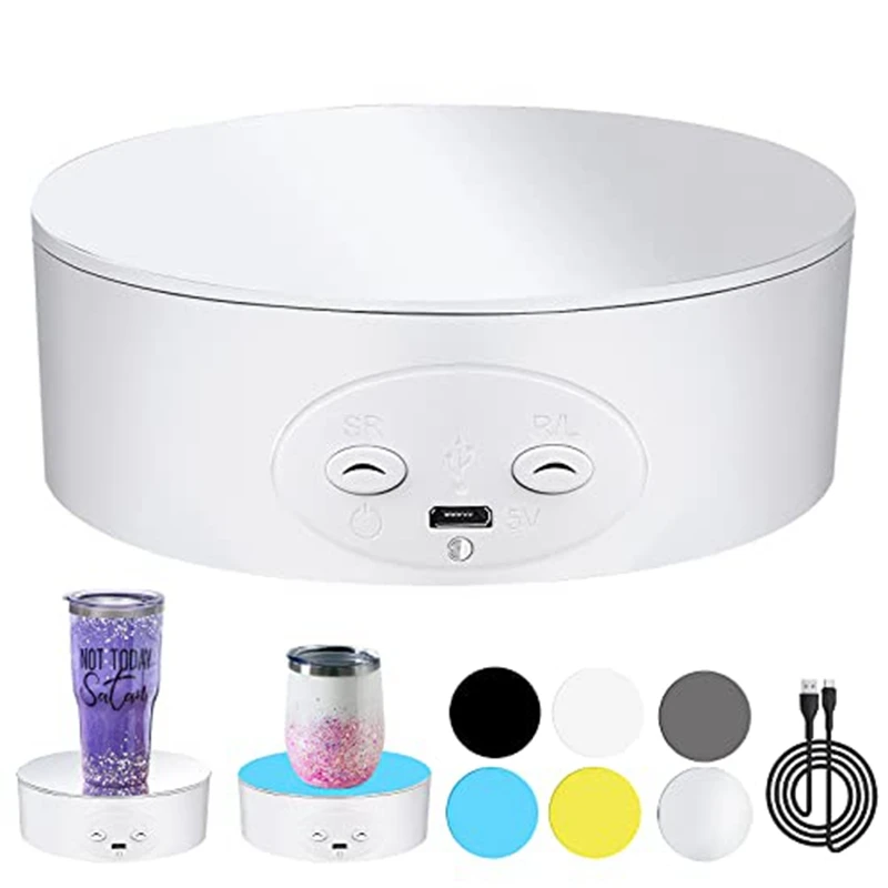 

Cup Turner Rotating Display Stand For Tumblers, 360 Degree Automatic Mute Spin Turntable For Photography Display