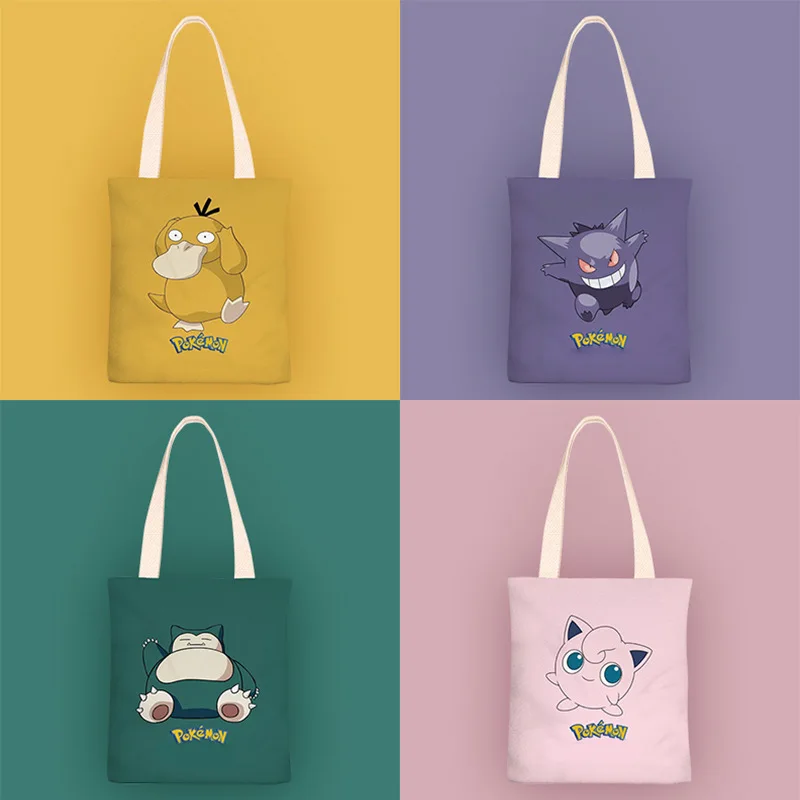 

33*38cm Pokemon Anime Charizard Pikachu Snorlax Eevee Venusaur Greninja Blastoise Canvas Bag Shoulder Bag Kids Gift Toy