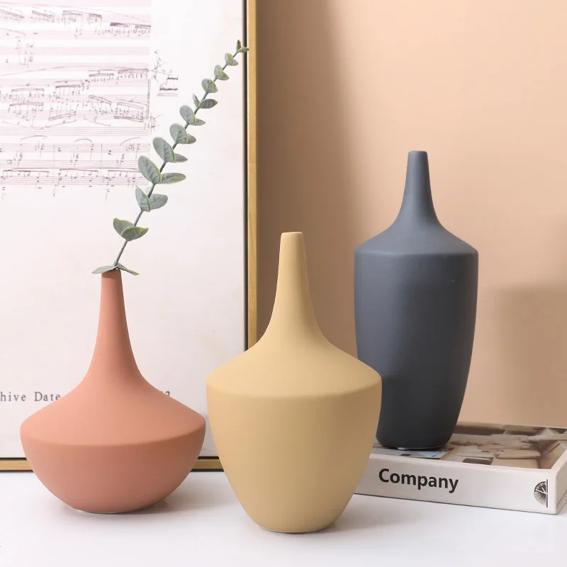 

Morandi Ceramic Geometric Vase Home Living Room Ornaments Art Dried Plant Flower Arrangement Vase TV Cabinet Interior Decor