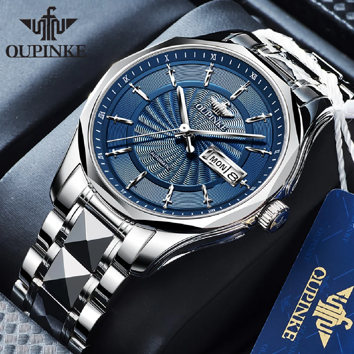 

OUPINKE Original Men's Luxury Automatic Watch Mechanical Sapphire Crystal Mirror Watches Waterproof Stainless Steel Wristwatches