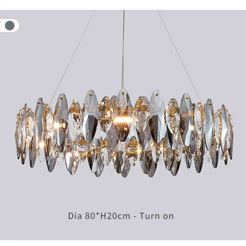 New modern crystal chandelier for living room luxury home decor lighting fixtures round gold led cristal lamp lustre