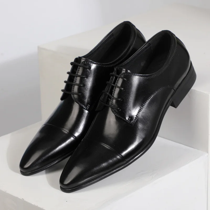 

2022 four seasons new leather shoes pointed toe men's shoes British business formal dress foreign trade large size leather shoes