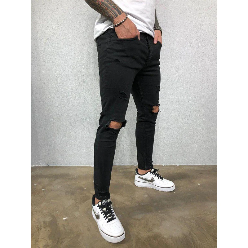 Men's Ripped Jeans Men Skinny Slim Fit Hip Hop Denim Trousers Casual Jeans for Men Jogging jean homme Streetwear Fashion