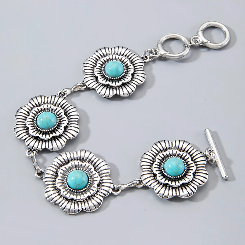 Tocona Ventage Модный Цветочный браслет для женщин девушек этнический стиль синий