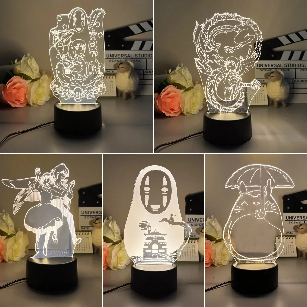 

Spirited Away Anime Led Night Lights No Face Man White Dragon Cool Gift For Friend 3D Lamp Bedroom Bedside Manga Decor