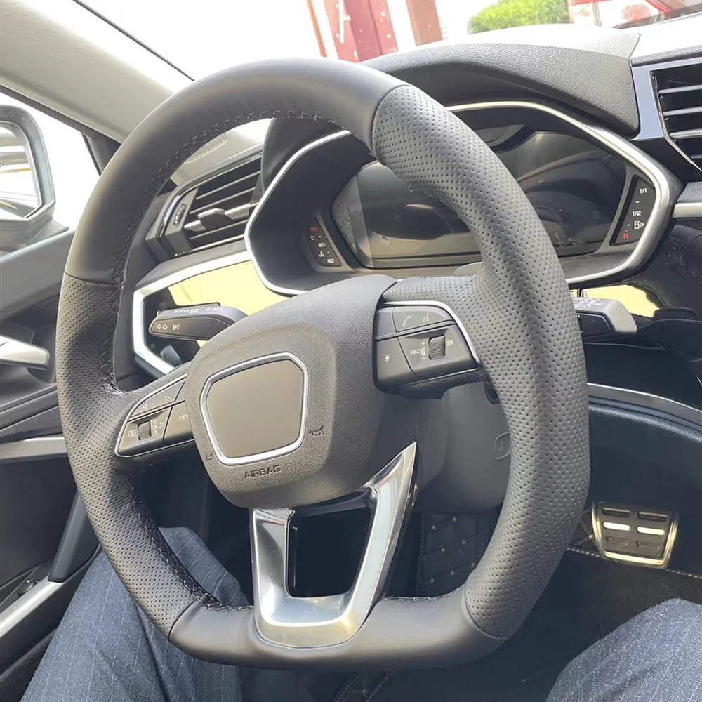 Чехол на руль из натуральной кожи для Audi Q3 2018-2019 Q5 (FY) 2017-2019 Q7 (4M) 2015-2019 Q8
