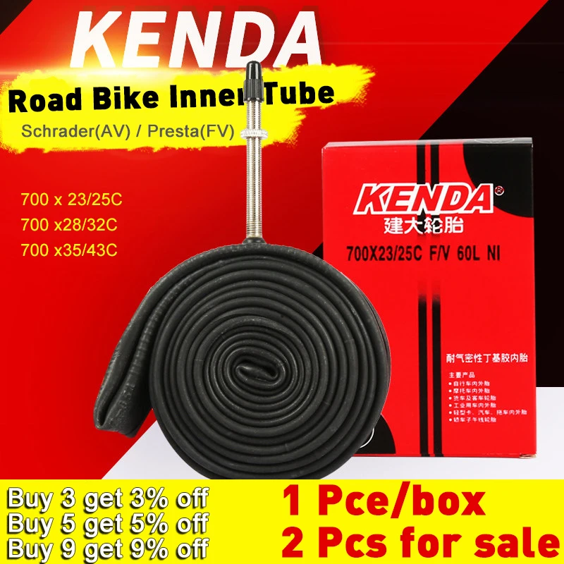 

Велосипедная Камера KENDA 700x2 3 25 28 32 35 43C Для шоссейного Велосипеда, с клапаном Шредера, Резиновая, 2 шт.