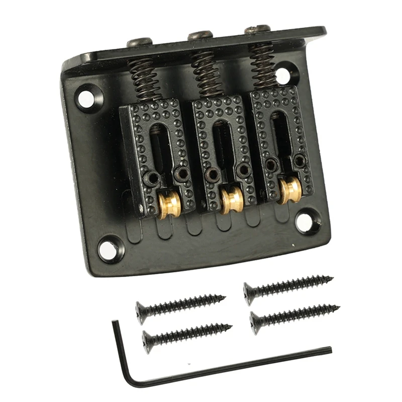 

3 String Guitar Hard-Tail Tailpiece Bridge For Cigar Box, Electric Guitar Parts Guitar Replacement Chrome Zinc Alloy Black
