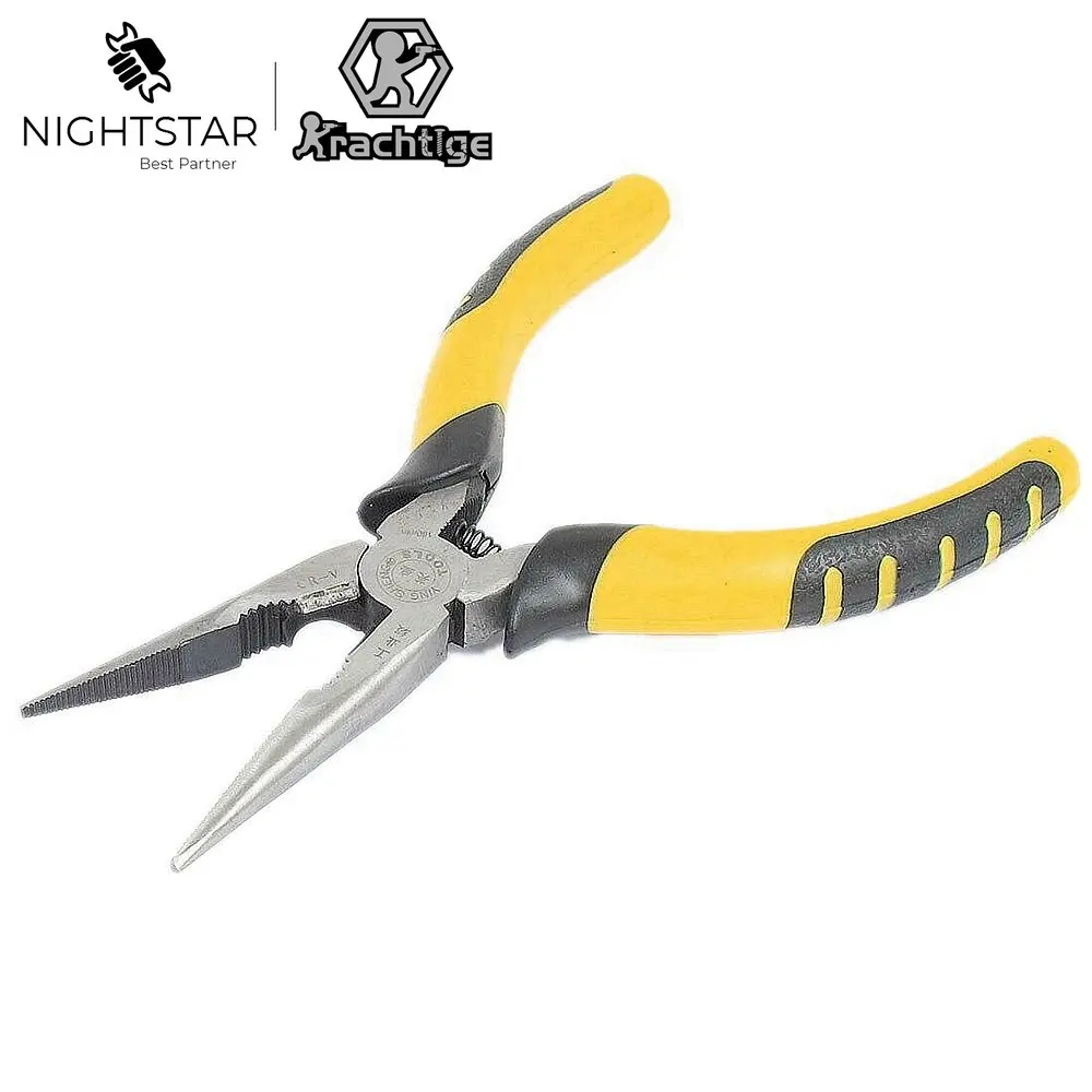 6 Inch Functional Insulated Non-slip Diagonal Long Nose Pliers Needle Pliers Electrical Wire Chrome Vanadium Bent Hand Tool