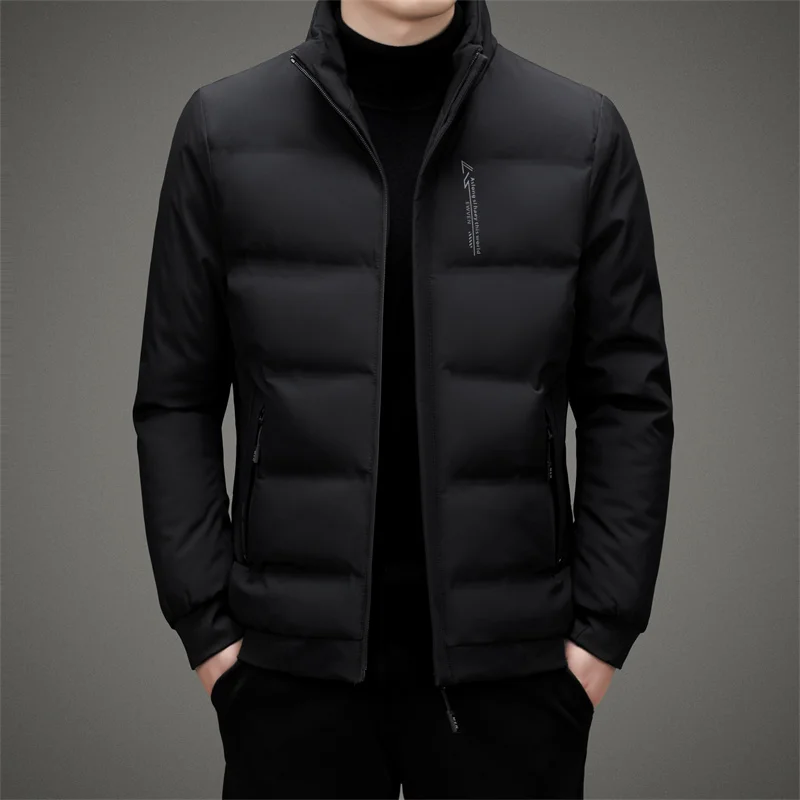 

New Fashion Urban No-hat Stand Collar Loose Style Men's Cotton Coat Thickened Warm Jacket Solid Color Casual Top XL-5XL