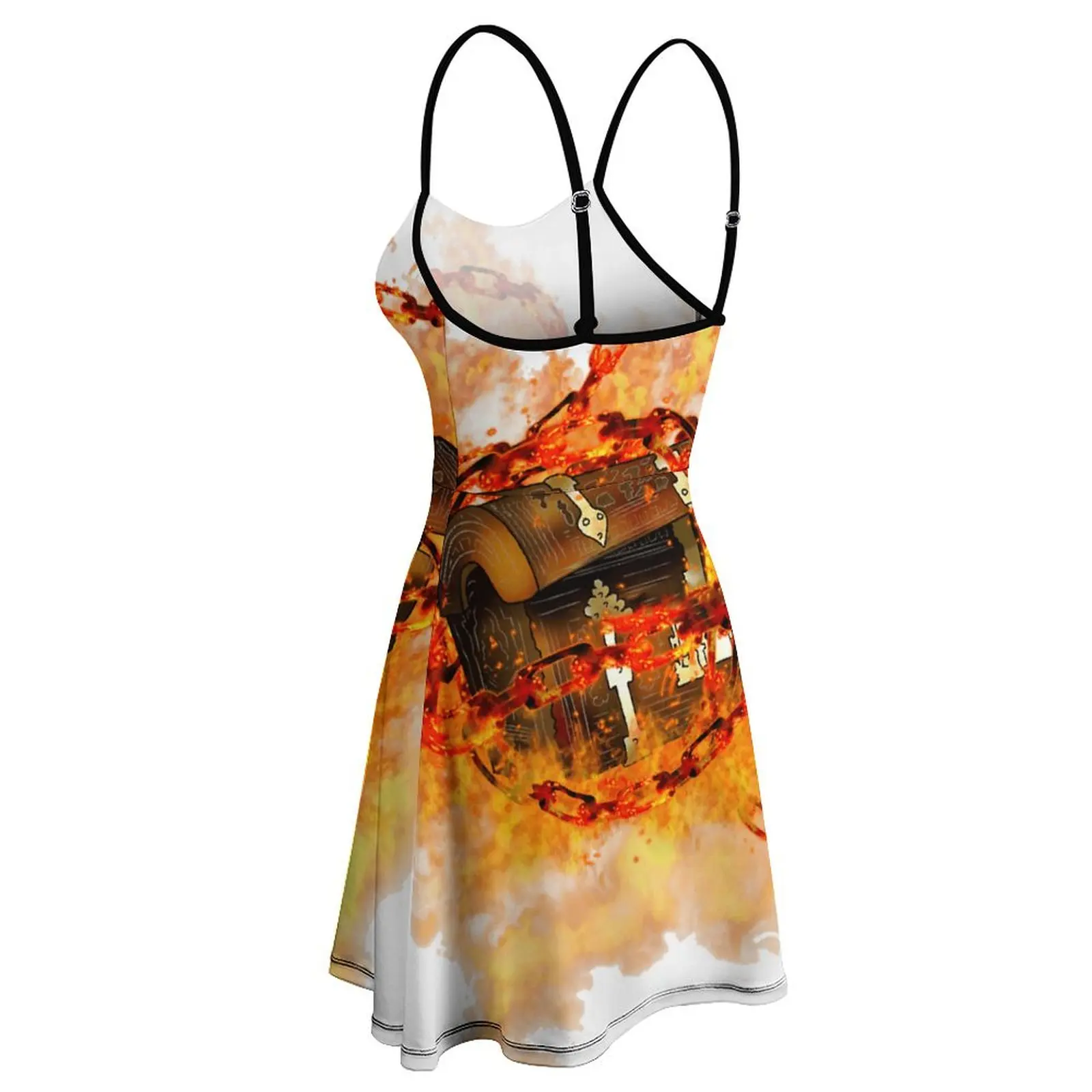 Соблазнительное женское платье на бретельках Dnd с рисунком огня и цепей для
