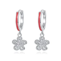 female earrings love flower inlaid banquet ball small free shipping hypoallergenic authentic 14k