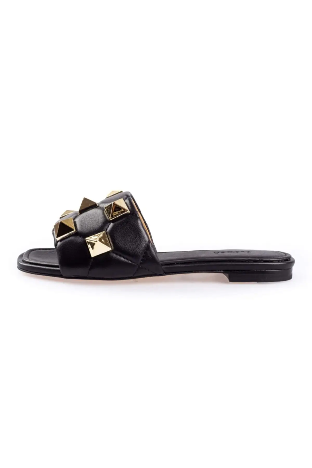 

Women black leather thin heels slippers