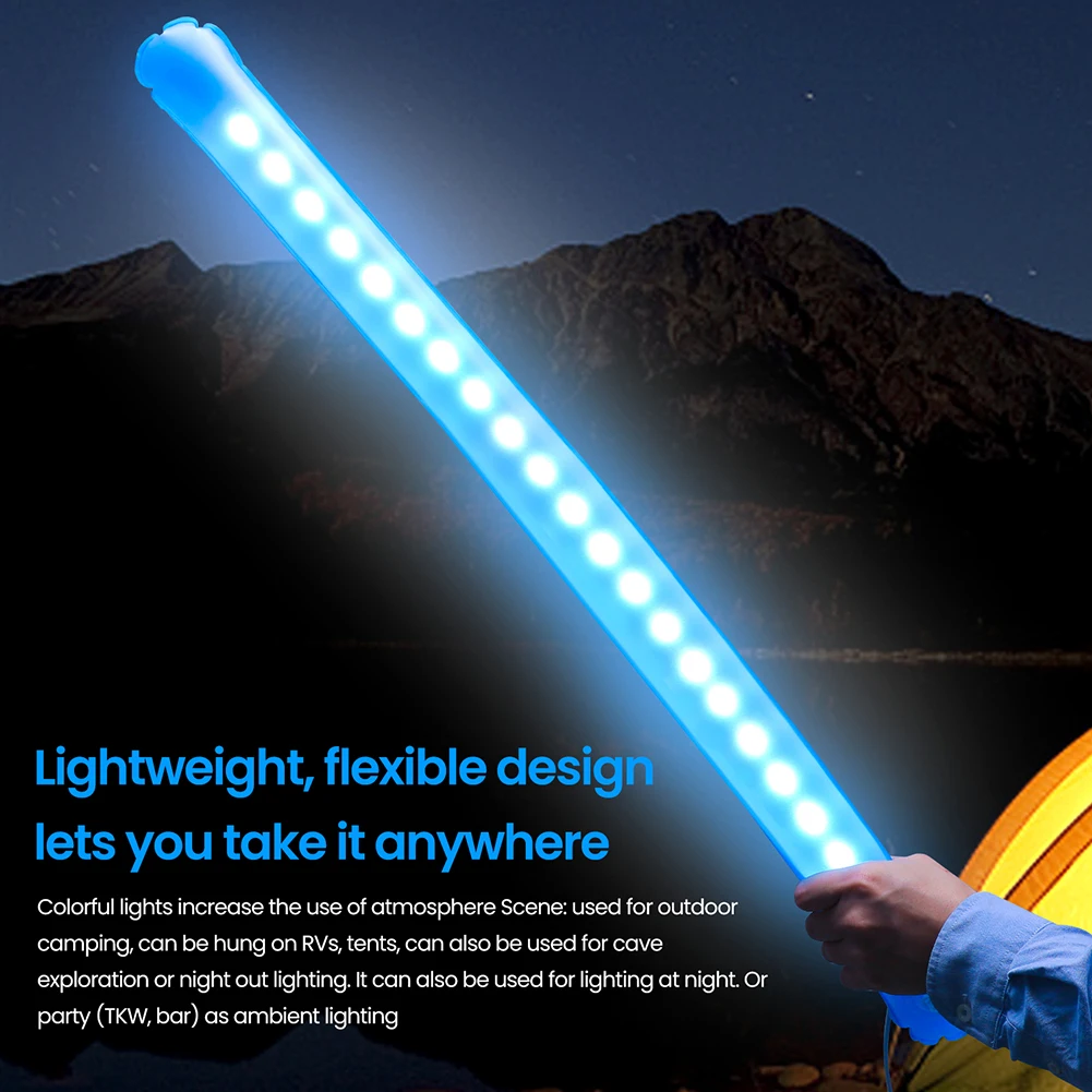 

Outdoor Camping Lantern Foldable Camp Light RGB LED Emergency Tent Lamp Built-in Rechargeable Battery Inflatable Colorful Light