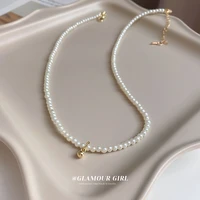 minar wholesale white imitation pearl necklace for women femme gold color beads chokers necklaces wedding every day jewelry 2022
