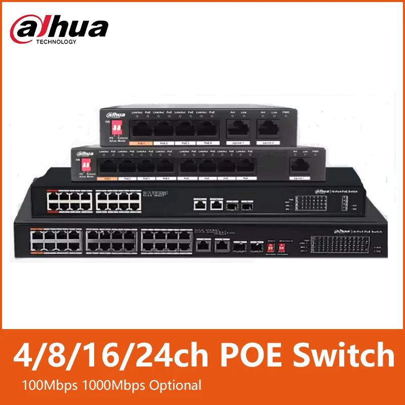 Коммутатор Dahua POE 481624 порта, 12 Uplink RJ45 Ethernet, 1001000 Мбитс для сетевых IP-камер DH-S3000C-4GT2GT-DPWR (art.: 3920dade49504) - 3920dade49504