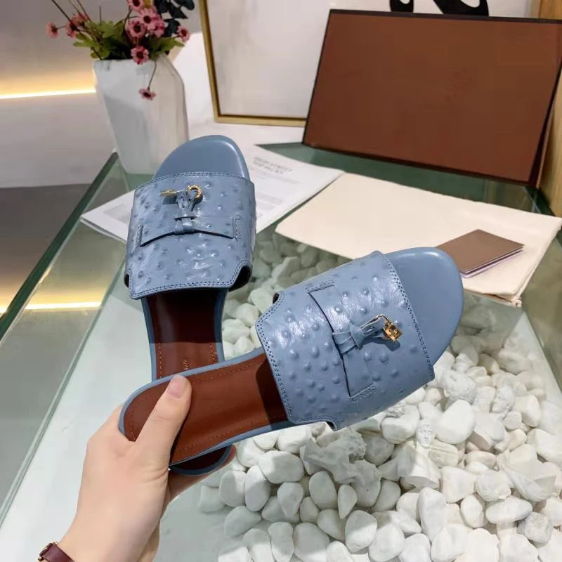 

Высококачественные летние уличные пляжные сандалии 2022 lp в новом стиле из кожи страуса