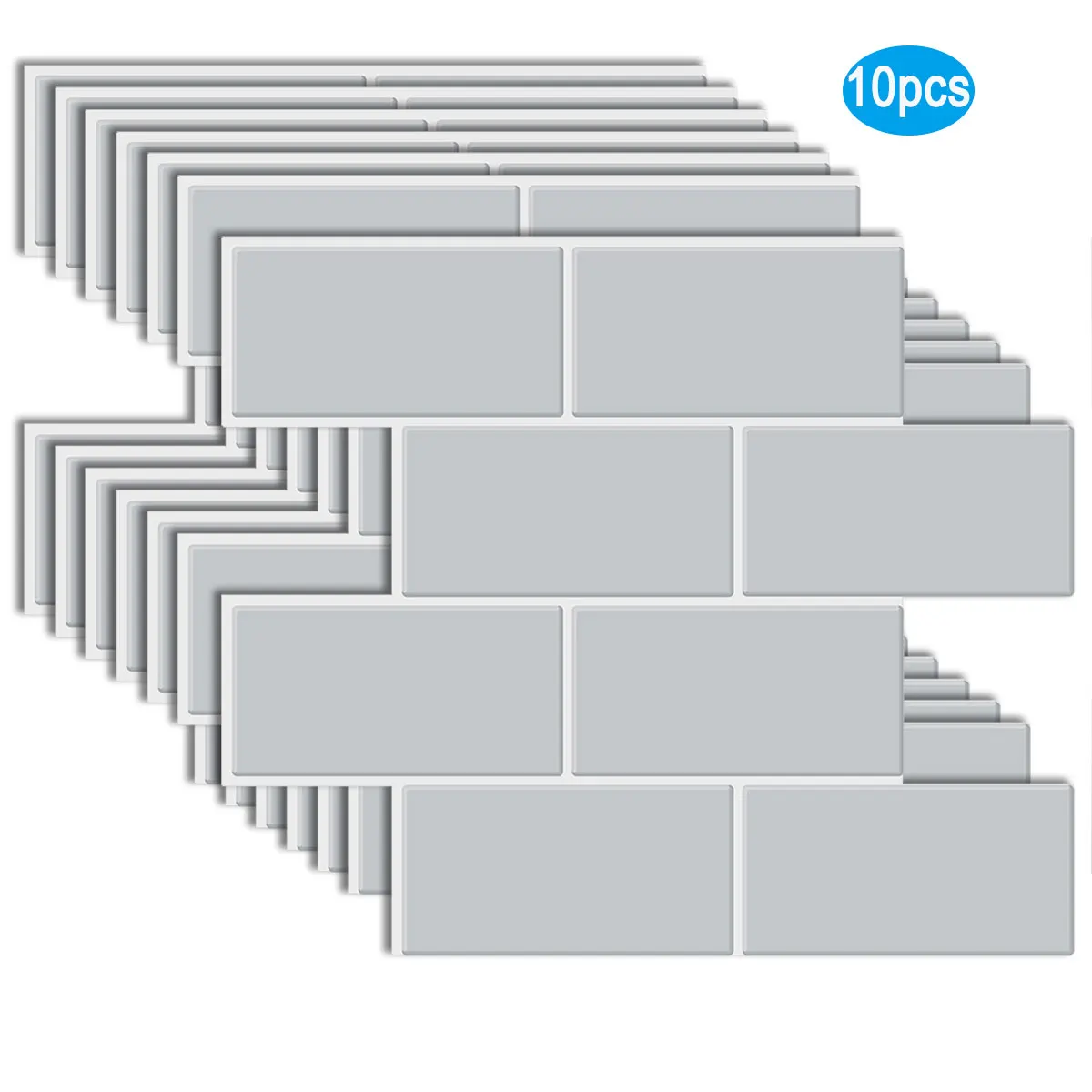 

Peel and Pure Grey Backsplash Tile Sticker 10 Sheets Waterproof 3D Wallpaper for Wall Decoration