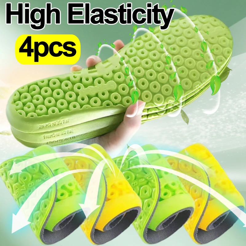 

4Pcs Latex Sport Insoles High Elasticity Shoe Pads Breathable Deodorant Shock Absorption Cushion Arch Support Insole Men Women