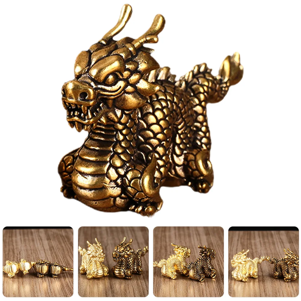 

Dragon Figurine Zodiac Home Decor Ornaments Desktop Statue Exquisite Model Brass Sculpture Crafts